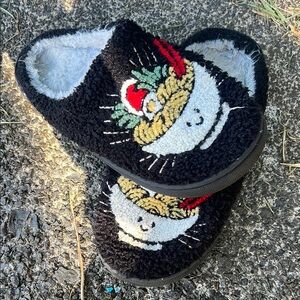 Cozy Black Slippers with Pho Design